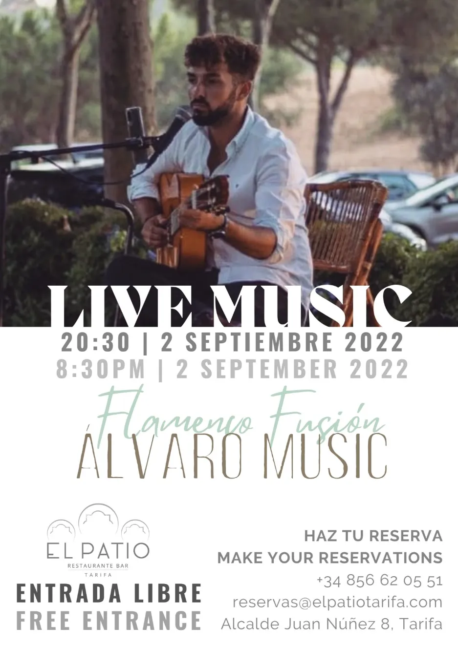 Flamenco fusión en directo en el restaurante El Patio, Tarifa